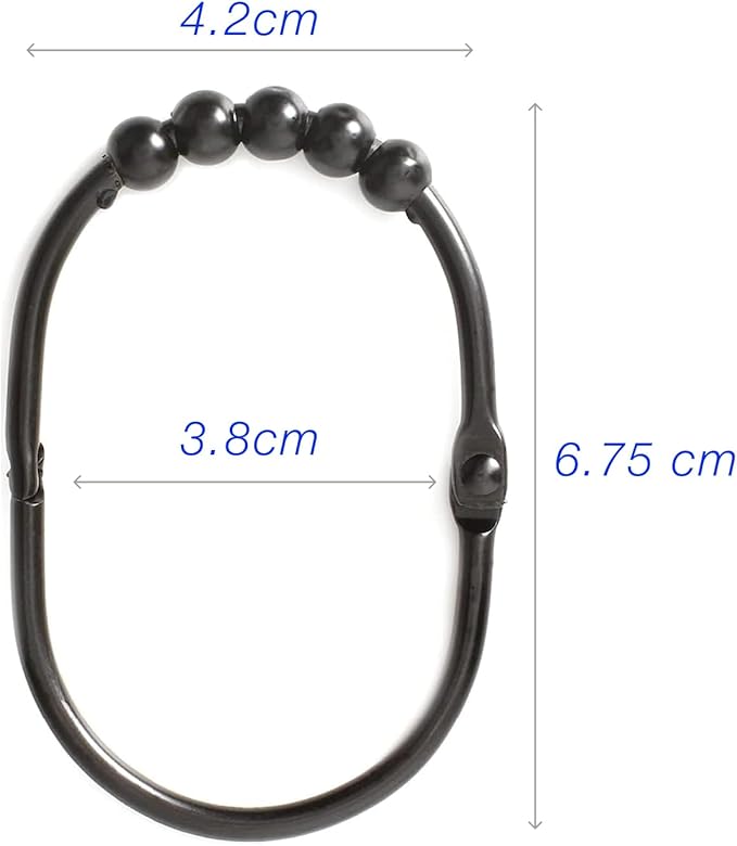 2lbDepot Copper Shower Curtain Rings Hooks, Premium Rust-Resistant Stainless Steel Metal, Large Wide Locking Rings, Glides Effortlessly on Bathroom Shower Rods, Set of 12 Decorative Copper Rings