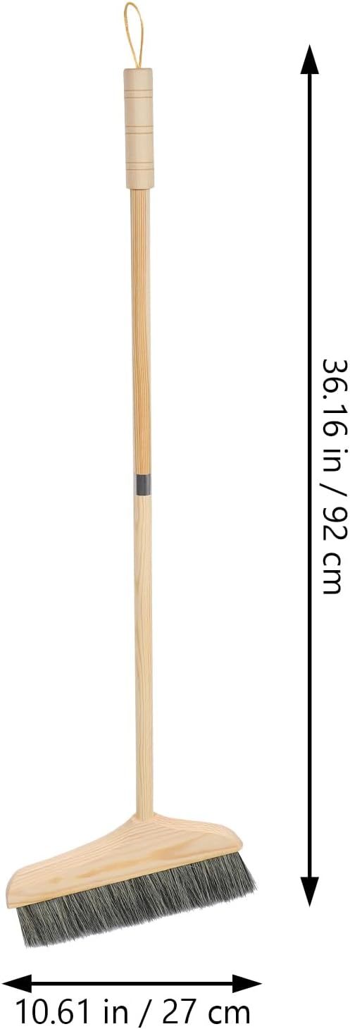 GANAZONO Broom and Dustpan Set Long Handle Household Cleaning Tools Indoor Outdoor Use Ergonomic Lightweight Wooden Brush for Home Garage Workshop