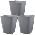 Small Bathroom Trash Can Plastic Garbage Can Square Waste Basket Trash Bins Container Bins for Bathroom, Office, Dorm Room, Home Office, Under Desk, Kitchen, Bedroom, 3 Pack, Grey