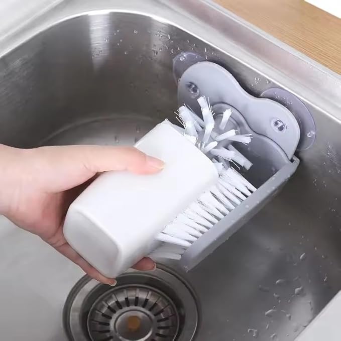 Water Bottle Cleaning Glass Washer Brush Cup Sink Washer Brush with Suction Base Bristle Brush for Beer Cup, Long Leg Cup, Red Wine Glass and More Bar Sink Brushes Cup Brush Bar Kitchen Tool