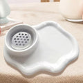 2-in-1 Ceramic Nail Art Brush Cleaner & Palette, Professional Manicure Brush Cleaning Cup with Removable Stainless Steel Filter & Mixing Palette for Gel Polish & Acrylic Painting