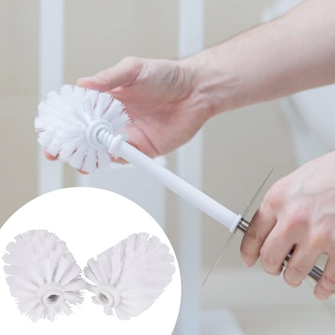 EKDJKK 2PCS Toilet Bowl Brush Replacement Head, Toilet Brush Head Replacement with Durable Stiff Bristles, Cleaning Tool for Home Hotel Bathroom (White)