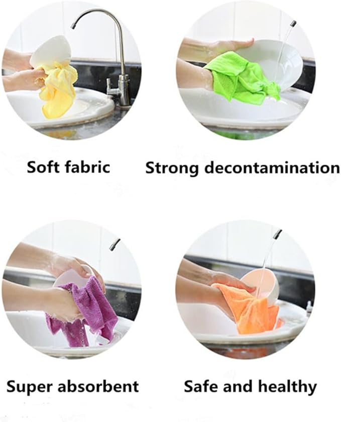 Rubber Cleaning Gloves Kitchen Dishwashing Glove 2-Pairs And Cleaning Cloth 2-Pack,Waterproof Reuseable.(Medium)