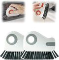 2 in 1 Groove Cleaning Brush, 2025 New Window Track Cleaning Tools, Multifunction Hard Bristle Cleaning Brush with Hidden Scraper for Sliding Door Track, Window Sill, Window Seal (Grey-2Pcs)
