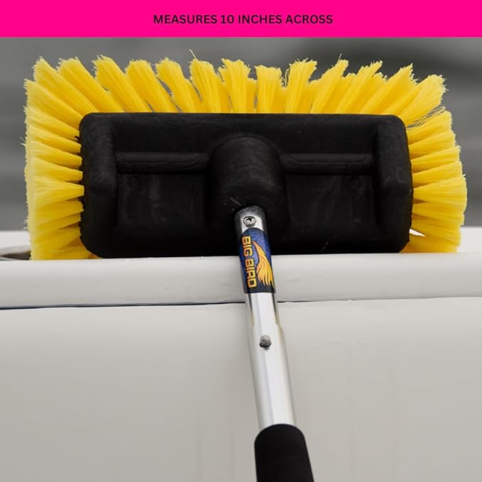 Big Bird Brush (Soft) Yellow Boat Deck Scrub Brush for Cleaning and Washing - Boat Cleaner & Car Cleaner - Attachment Only