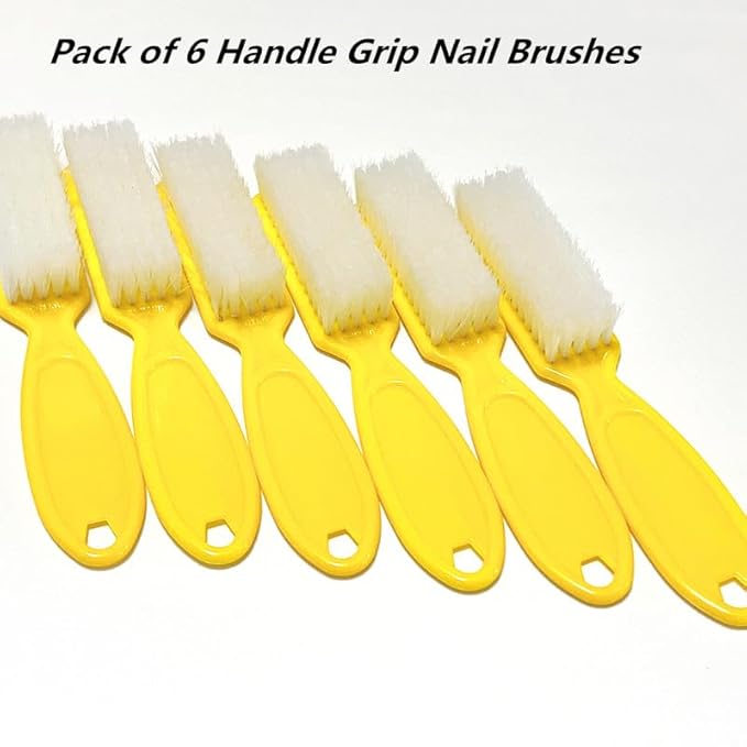 6Pcs Nail Brush for Cleaning Fingernails, Handle Grip Cleaning Brush for Nail and Toenail, Nail Dust Brush Manicure Pedicure Tools Scrubbing Brush Women Men Home Salon(Yellow)