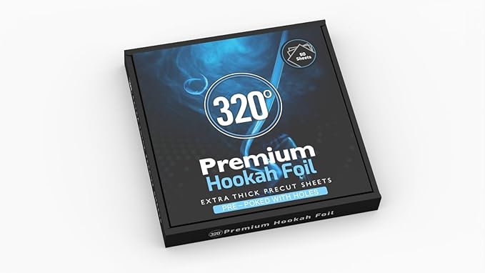 Hookah Foil Sheets with HOLES - Extra Thick Shisha Hookah Aluminium Foil Sheets - 50 Sheets, 6 x 6 inches - 40 Micron thick! Nicotine Free