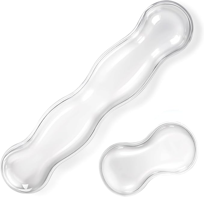 Clear Gel Wrist Rest for Keyboard and Mouse Soft Comfortable Wrist Support for Keyboard Cute Wrists Rest Set Suit for 60%/75% Keyboards and 14In Notebook Game Work(Transparent White)