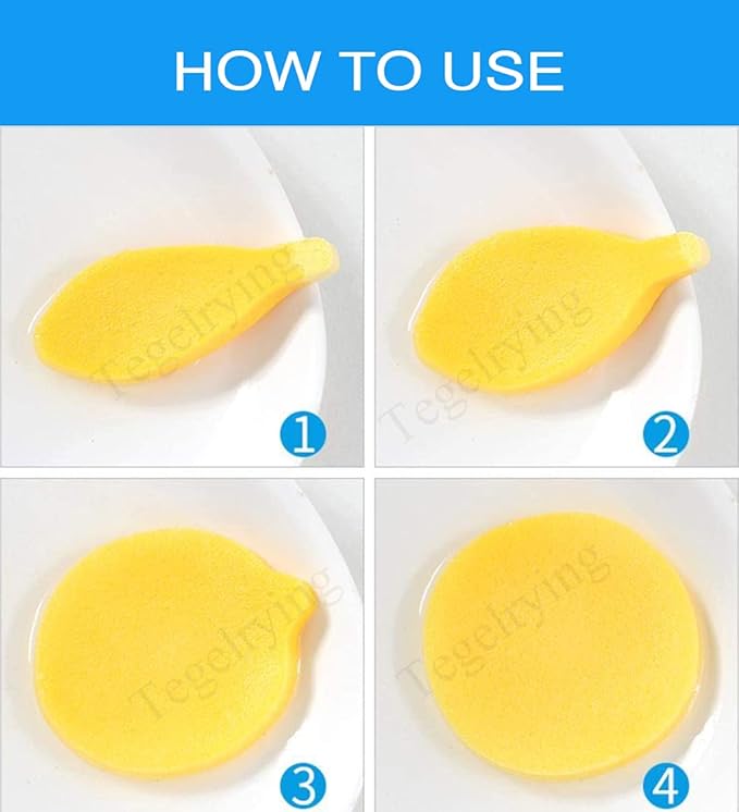 Facial Sponge Compressed,60 Pcs PVA Professional Makeup Removal Wash Round Face Sponges Spa Pads Exfoliating Cleansing for Women,Yellow,Pink