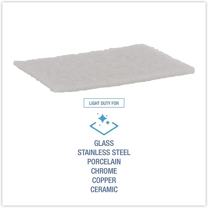 Boardwalk 98BWK LD 6 in. x 9 in. Light Duty Scour Pad - White (20/Carton)