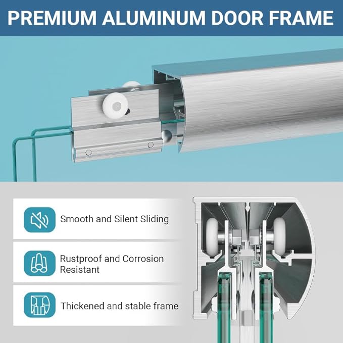 Glass Sliding Shower Door 56-60" W x 72" H, Semi Frameless Double Sliding Bathroom Shower Door, 1/4"(6mm) Clear Tempered Glass, Nano Easy Cleaning Coated, ANSI Cerified, Brushed Nickel