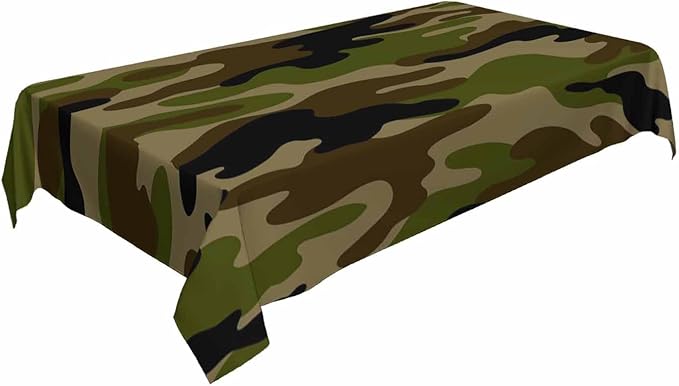 Navy Table Cover 52x70 Classic Army Green Solider Print Brown Black Olive Table Cloth Rectangle Table for Banquet Party Decorative Outdoor Picnic Dining Kitchen Table Cover