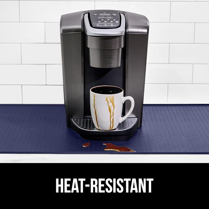 GORILLA GRIP Silicone Coffee Mat, Espresso Machine Bar Accessories, Keep Kitchen Counters Clean, Stays in Place, Waterproof and Heat Resistant Dish Drying Mats, Home Decor Essentials, 10x14, Navy