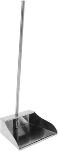 Lurrose Stainless Steel Dustpan with Long Handle Upright Garbage Shovel for Home Cleaning Large Capacity Ergonomic Design