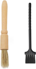 2 Pack Coffee Grinder Cleaning Brush Heavy Wood Handle Natural Bristles Dusting Espresso Brush and Nylon Espresso Machine Brush Burr Grinder Cleaner for Toaster Pollen Pot Barista Kit Tool