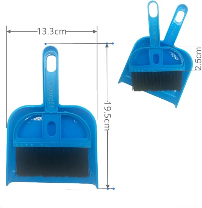 Mini Dustpan and Broom Set Portable Plastic Brush Set (blue) used for Desk, Home, Kitchen,Cage Cleaning of any Small Animals, Guinea pigs, Rabbits, Hamsters