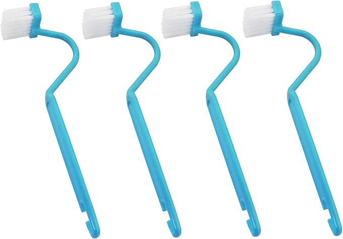 4PCS V-Shape Plastic Curved Brush Blue 7.9x1.4 inch Toilet Corner Edge Cleaning Brush S-Shape Toilet Cleaning Brush Curved Handle Sanitary Brush Bathroom Brush