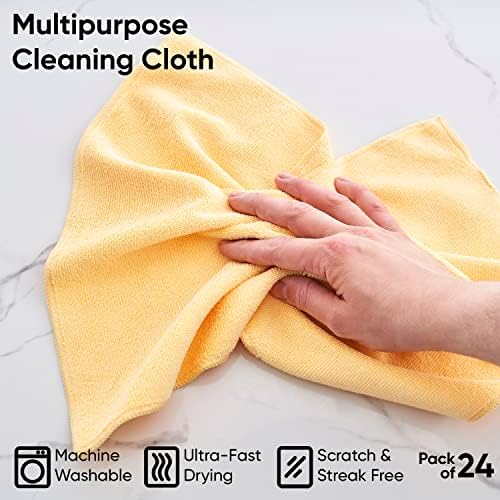 Superio Microfiber Cleaning Cloth for Cars, Kitchen Cleaning Rags for Housekeeping, 16" Micro Fiber Towels for House, Bathroom Absorbent All-Purpose Streak-Free lint-Free Wash Cloths (3 Yellow)