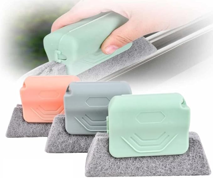 Window Groove Cleaning Brush, 2025 New Hand-held Magic Window Track Cleaner Tools Set,Groove Cleaning Brush Window or Sliding Door for Sliding Door, Sill, Tile Lines, Shutter (3pcs)