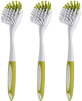 Dish Brush, Dish Scrubber & Kitchen Scrub Brush for Dishes, Pots, Pans, Sink, Cast Iron, Yellow-green 3 Pack