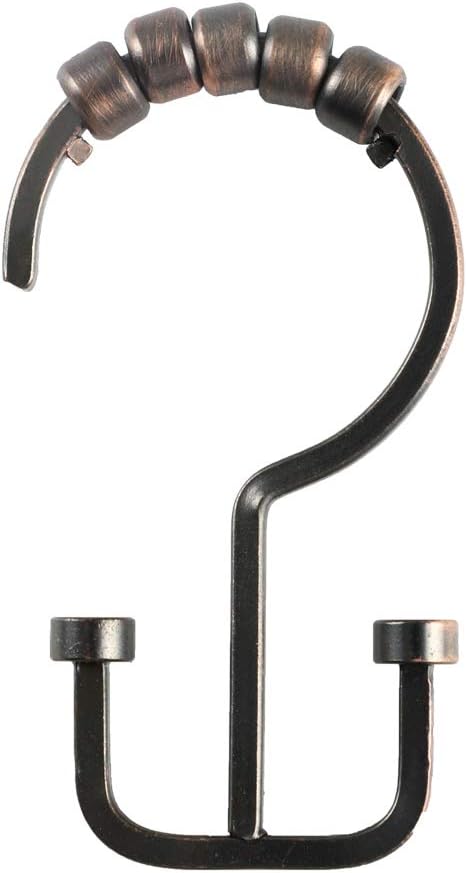 Utopia Alley HK1RB Deco Flat Double Roller Shower Curtain Hooks; Oil Rubbed Bronze