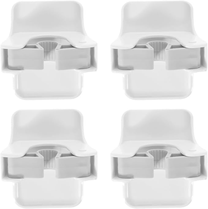 Amosfun 4pcs Broom Holder Wall Mount Mop Grippers Self Adhesive No-Drill Mop Clip Dustpan and Broom Organizer Rack for Bathroom and Kitchen