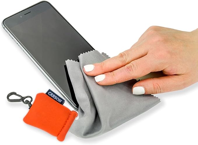 Carson Stuff-It Microfiber Lens Cloth Cleaning System for Eyeglasses, Smartphones, Tablets, Optics, Lenses, Cameras and More