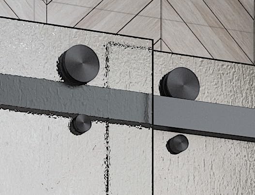 VITRA-200X 56.5-59" W x 78" High 3/8" Twinglide Frameless Shower Door with (10mm) Rain Tempered Glass (Matte Black)