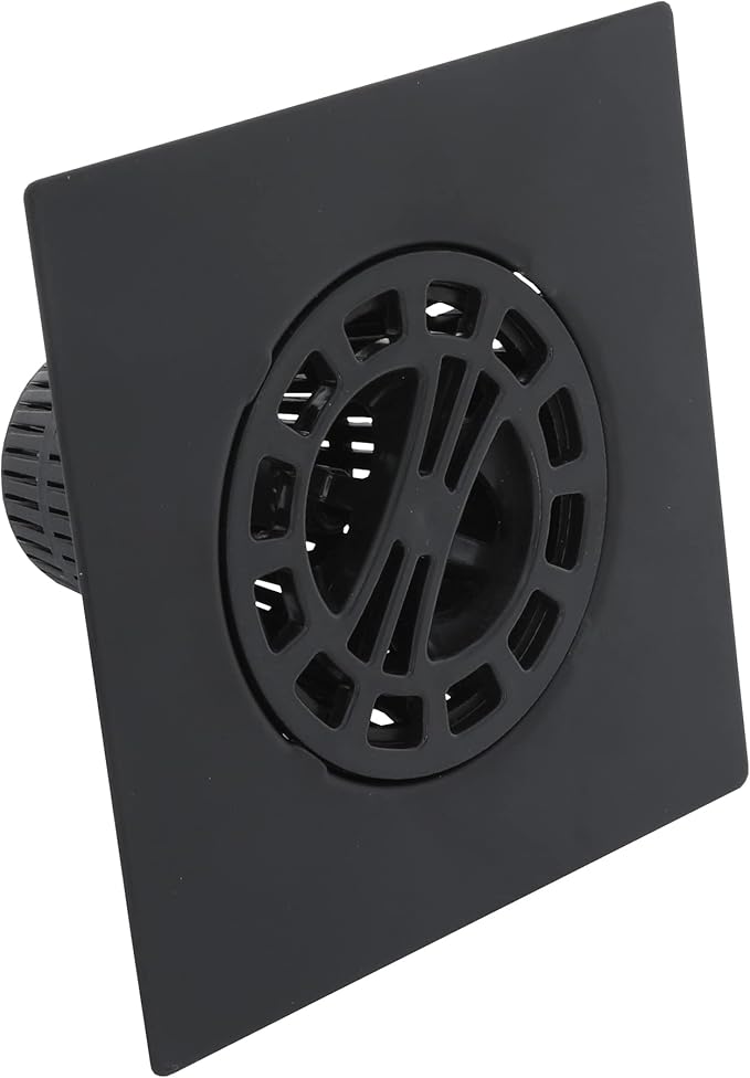 Danco 11087 Square Shower Hair Catcher with Replacement Baskets, Shower Drain Protector in Matte Black