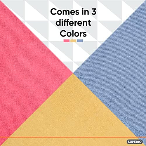 Superio Microfiber Cleaning Cloth for Cars, Kitchen Cleaning Rags for Housekeeping, 16" Micro Fiber Towels for House, Bathroom Absorbent All-Purpose Streak-Free lint-Free Wash Cloths (3 Pink)