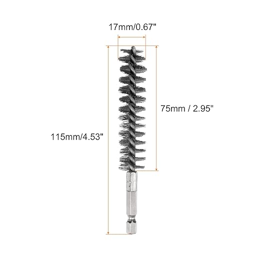 HARFINGTON 5Pcs Bore Brush Stainless Steel 17mm Dia Cleaning Twisted Wire Brush Tube Pipe Cleaner with Handle 1/4 Inch Hex Shank for Tubes, Ports, Bearings