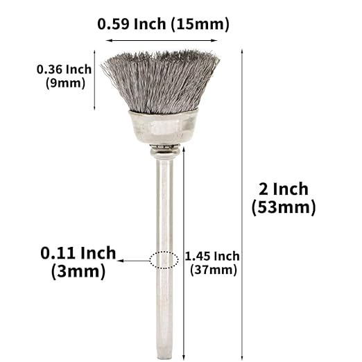 36-Piece Wire Brush Set - Metal Rust Removal, Polishing, Cleaning - Shaft 1/8″ (3mm) - Removes Burrs, Dust, and Oxide Layer - Handles Rough Surfaces - Designed for Industrial and DIY Enthusiasts