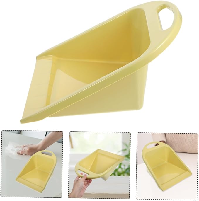 Veemoon 2pcs Small Handheld Dustpan Set with Handle, Lime Yellow Tabletop Dust Collector for Office and Home Cleaning, Reusable Portable Desk Trash Shovel