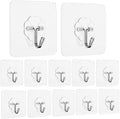 Adhesive Hooks Utility Hooks 44 lb/ 20 kg(Max), Heavy Duty Coat Hooks Waterproof and Oilproof Seamless Hooks, Reusable Wall Hook for Bathroom Kitchen
