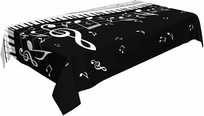 Piano Music Musical Notes Table Linens 52x70 Classical Black White Piano Keys Table Cloth Rectangle Table for Dining Kitchen Banquet Party Decorative Outdoor Picnic