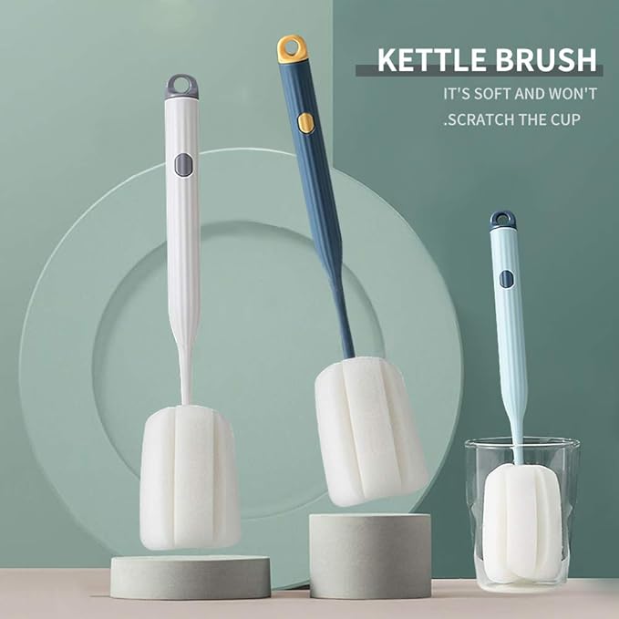 Bottle Soft Brush -2Pcs Sponge Bottle Brush Soft and Easy to Clean, Baby Bottle Sponge Brush Can Effectively Remove The Stain Residue On The Bottom of The Cup(Blue)