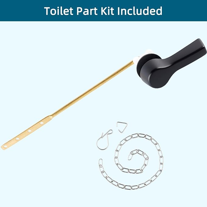 Black Metal Toilet Handle Lever Flush Replacement, Universal Front Mount Toilet Handle Compatible with American Standard/Mansfield/Gerber with Stainless Steel Flapper Chains, Toilet Repair Kit