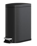 Garvee 13 gal / 50 L Metal Kitchen Trash Can with Lid, Slim Rustproof Garbage Can, Large Step-on Trash Bin with Inner Bucket, Rear Handle, Soft Close Lid, Black