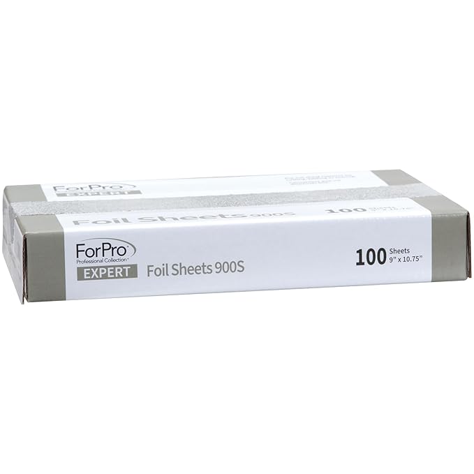 ForPro Expert Embossed Foil Sheets 900S, Aluminum Hair Foils for Color Application and Highlighting Services, Food Safe, Pop-Up Dispenser, 9” W x 10.75” L, 100-Count