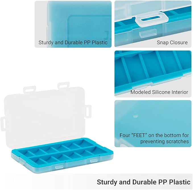 JJC Silicone CR2 Battery Case Holder Organizer, PP Battery Storage Box for 12pcs CR2 / CR15H270 Batteries, Water-Resistant and Easy to Carry
