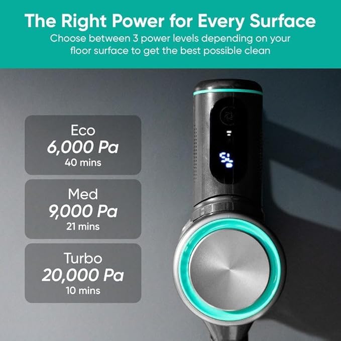 Wyze Cordless Vacuum Cleaner with 20000Pa Powerful Suction, Lightweight Stick with HEPA Filter, 300W Powerful Brushless Motor, 40mins Runtime in Eco Mode, for Home Hard Floor Carpet Pet Hair