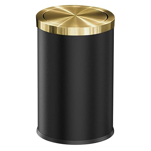 9L/2.4GAL Black Bathroom Trash Can,Gold Small Trash Can with Lid,Garbage cans for Bathroom, Hotel,Office,Lundry,Powder Room (ＢＬＡＣＫ)