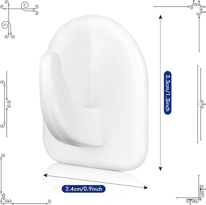 Queekay 30 Pieces Adhesive Wall Hooks for Hanging, Reusable Seamless Hooks Small Acrylic Sticky Hangers with Non Marking Sticker for Kitchen Bathroom Bedroom Office (White)