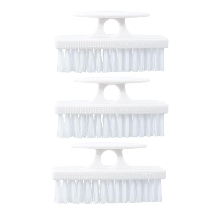 Nail Brush for Cleaning Fingernails, Nail Scrubber Brush, Toe Foot Hands Fingernail Brush Cleaner- Small Scrub Brush- All-Purpose Stiff Cleaning Brush (3 Pack, White)