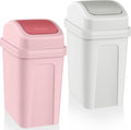 Sumind 2 Pcs 1.8 Gallon Bathroom Trash Can with Swing Lid Small Garbage Can Plastic Bathroom Trashcan Garbage Bin for Kitchen Waste Bedroom Room Outdoor (Pink and Beige)