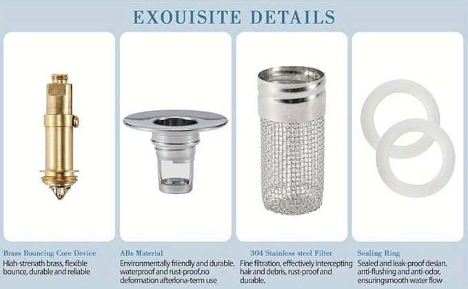 Bathroom Sink Stopper Hair Catcher - Drain Catches & Strainers with Removable Stainless Steel Filter Basket, Pop-Up Design, Easy Cleaning, and US Drain Compatibility. (2pcs)