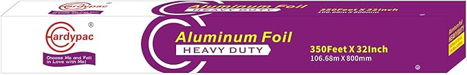 32 Inch Extra Wide Heavy Duty Aluminum Foil Roll, 23 Micron Thick, 930SQFT, 32 Inch Width x 350 Feet, Commercial Catering, Industrial Grade grill foil, wide aluminum foil roll, Baking, Cooking BBQ