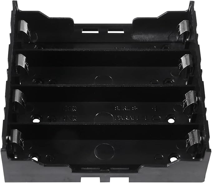 6pcs 18650 Battery Case Holder 4 Slots X 3.7V 18650 Battery Storage Box, in Parallel Black Plastic Batteries Clip Box with Pin for DIY Parallel or Series Circuit PCB Projects