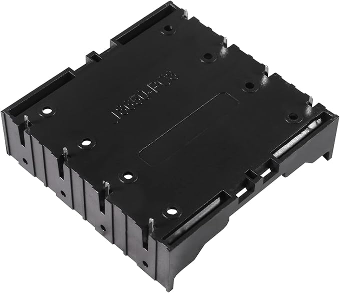 6pcs 18650 Battery Case Holder 4 Slots X 3.7V 18650 Battery Storage Box, in Parallel Black Plastic Batteries Clip Box with Pin for DIY Parallel or Series Circuit PCB Projects