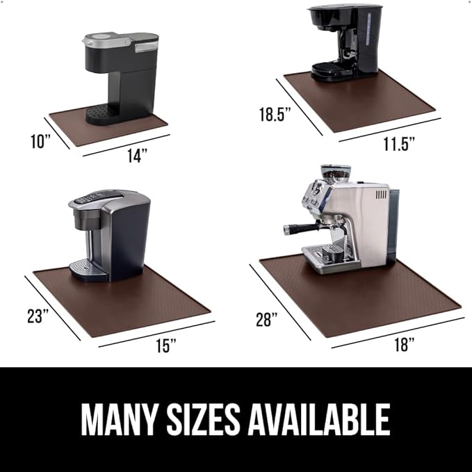 GORILLA GRIP Silicone Coffee Mat, 15x23, Espresso Machine Bar Accessories, Keep Kitchen Counters Clean, Stays in Place, Waterproof and Heat Resistant Dish Drying Mats, Home Decor Essentials, Brown